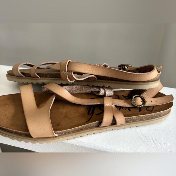 Blowfish Malibu Shoes - Tan Leather Women's Sandals resort summer travel spot on strap